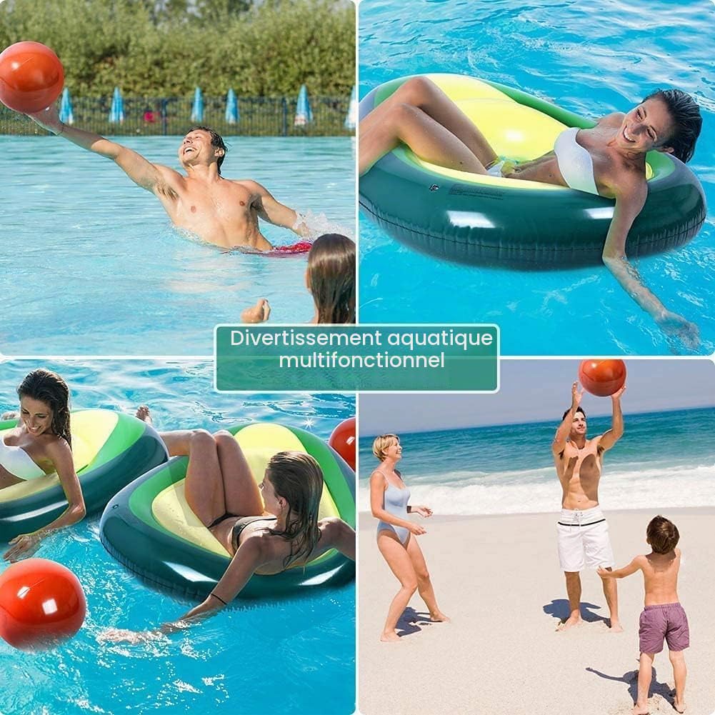 LATERN Flotteur Gonflable Géant D'avocat, 165CM Grand Radeau Flottant pour Piscine en PVC Salon de Plage Flottant avec Boule D'eau pour Enfants Adultes Piscine Plage Faire Fête Jouets