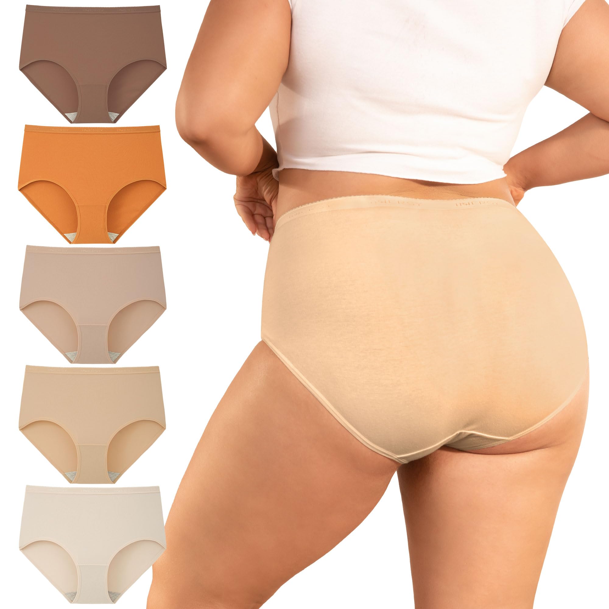 INNERSY Unterhosen Damen Große Größen Schlüpfer Baumwolle High Waist Slip Maxi Unterwäsche 5er Pack