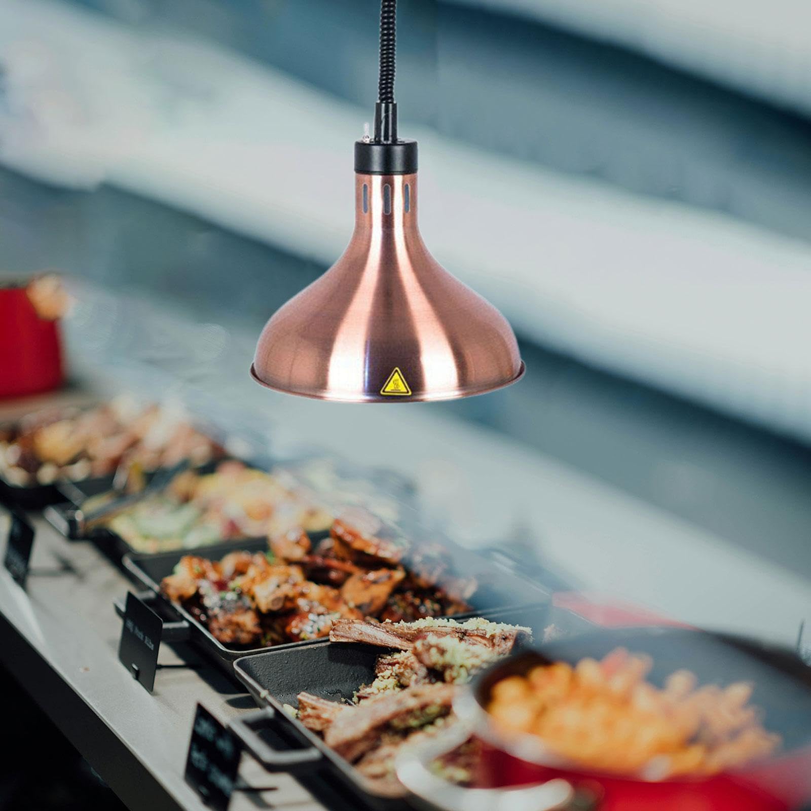 Lámpara Calentadora de Comida Ajustable con Bombilla 250W para Buffet Restaurante O Hogar Material de Hierro Resistente Adecuada para Cocina Hotel, Bronce, Individual
