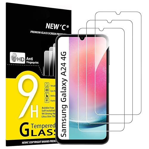 NEW'C 3 Pezzi, Vetro Temperato per Samsung Galaxy A24 4G,