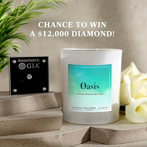 Miniatura 6 de Foreverwick Oasis Sea Salt & Iris Surprise - Vela de cera de soja con diamante dentro de tarro de 14 onzas, velas grandes, perfumadas, regalo para