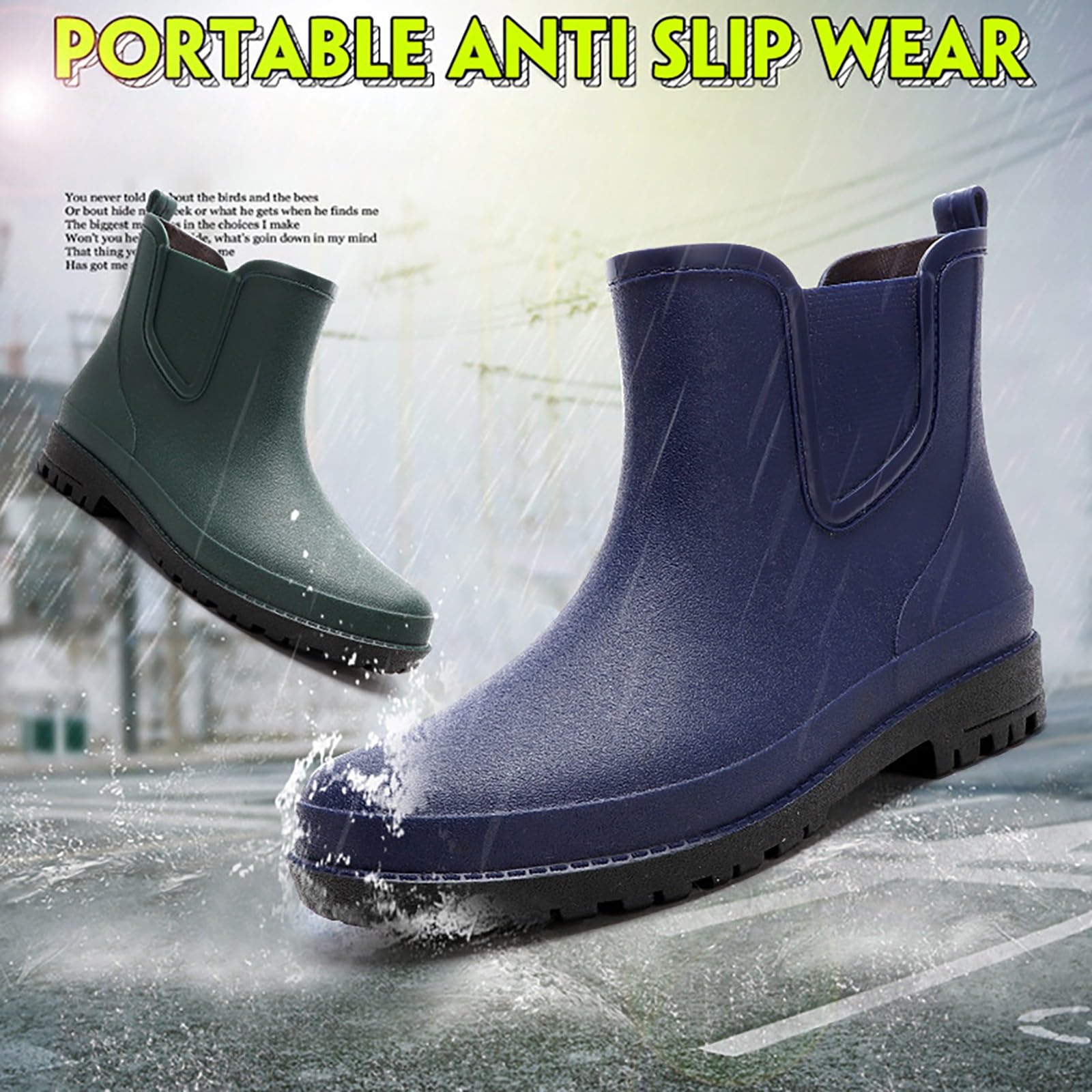 Botas de goma cortas para hombre, botas de lluvia impermeables, botines de goma, antideslizantes, zapatos de lluvia, botas de jardín, botas de lluvia, botas de goma, botas de goma