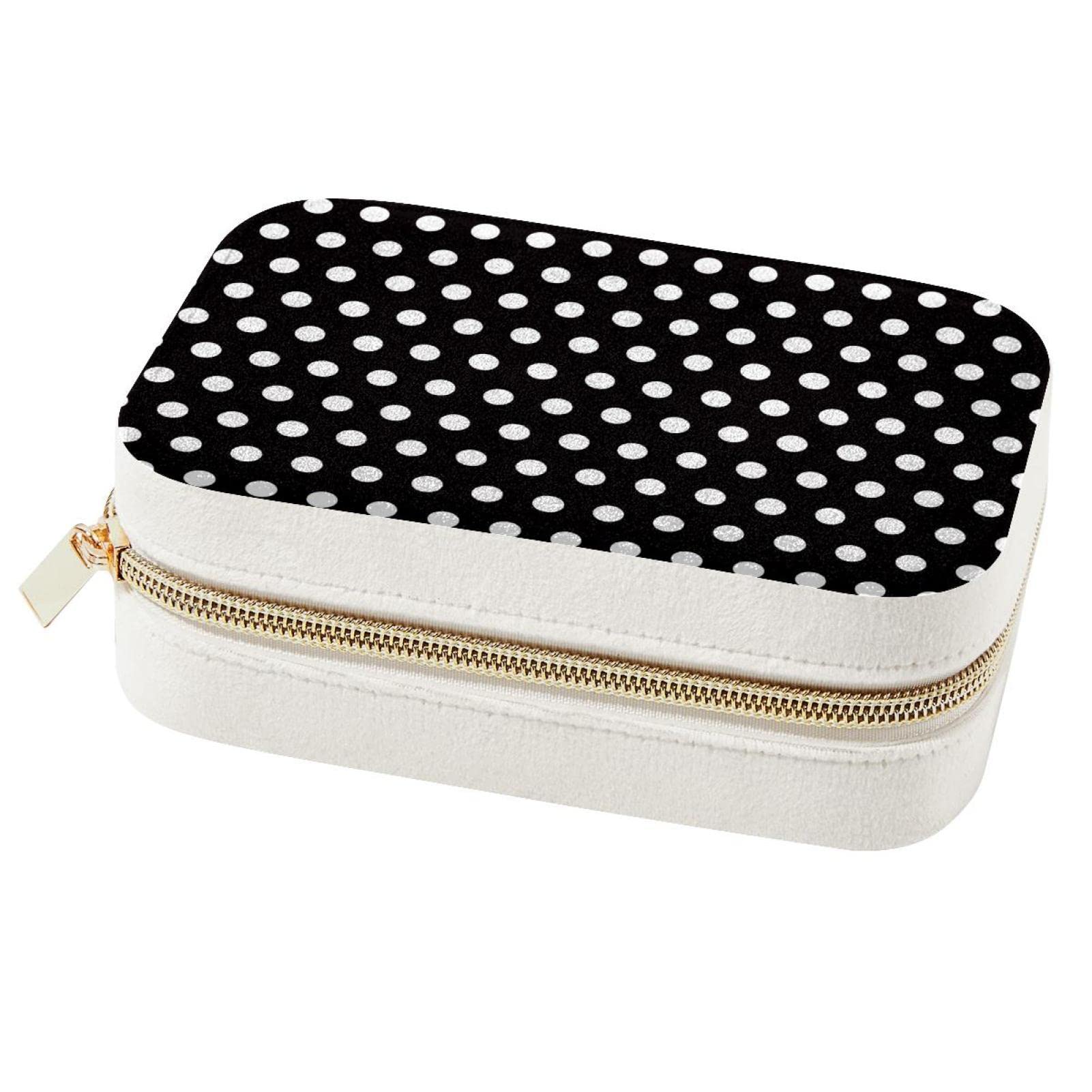 Boîte à bijoux portable à pois pour voyage et organisation quotidienne