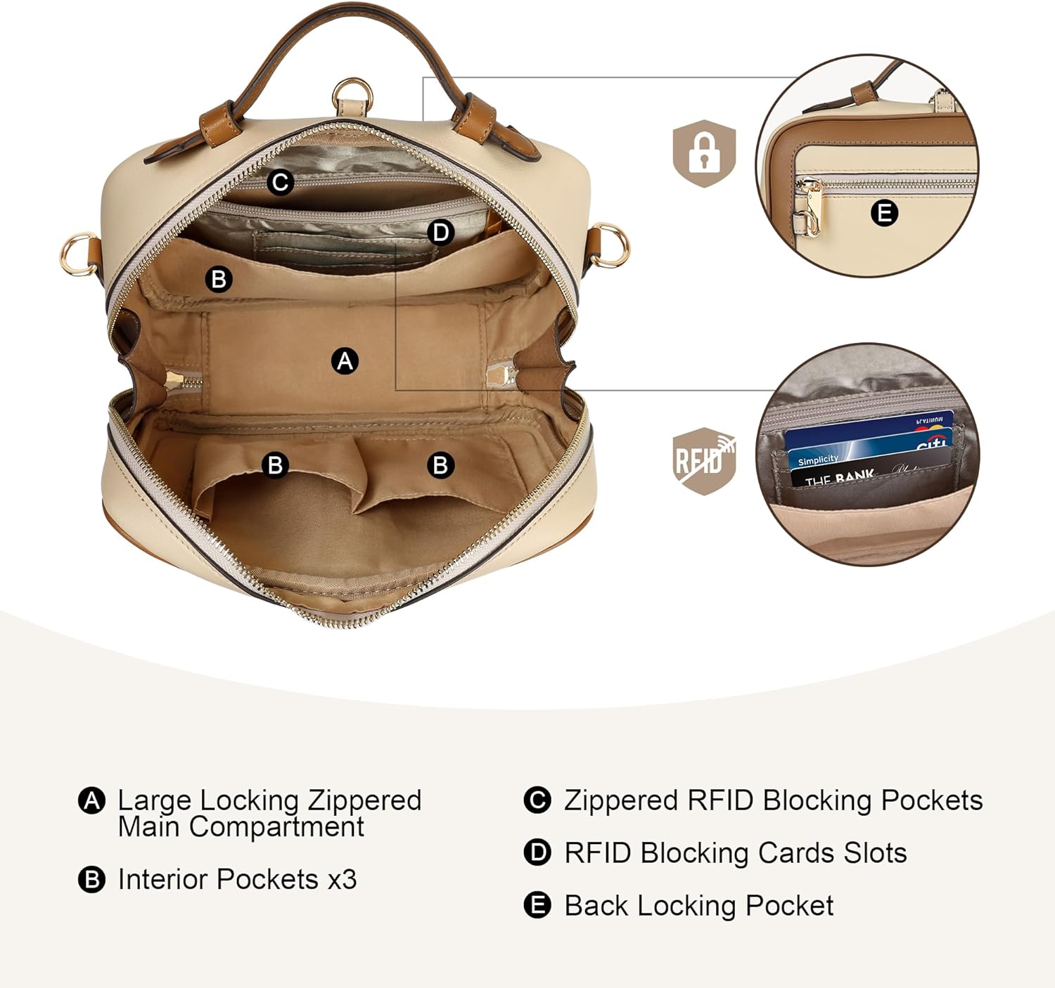 Anti Theft Crossbody Bag for Women Trendy, Rfid Blocking Crossbody Purse Travel Bag Top Handle Small Shoulder Handbag - Image 5