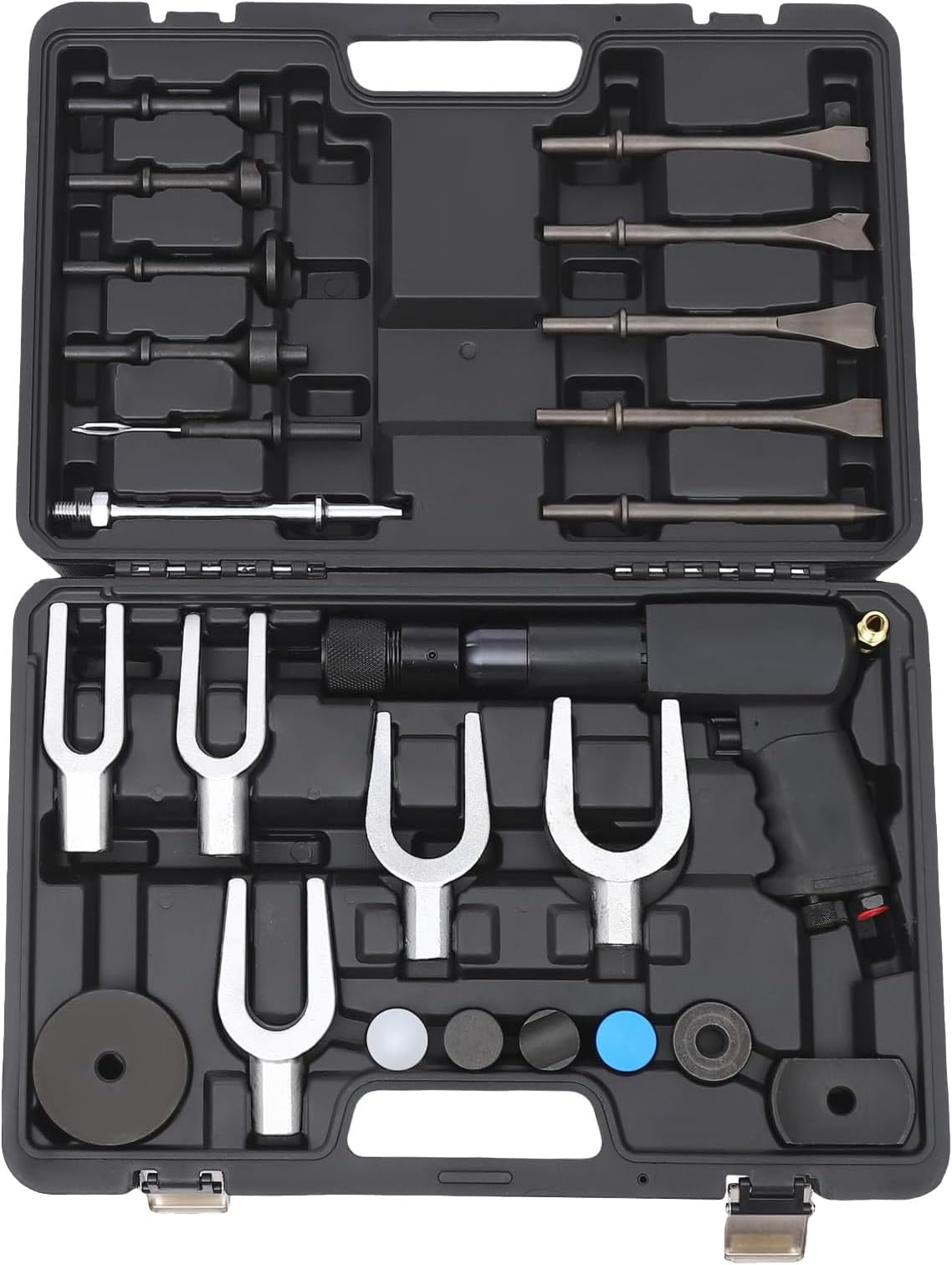 Air Hammer Kit - 25-Piece Set with Quick Change Retainer and Carrying Case for Auto Repair and Metal Demolition