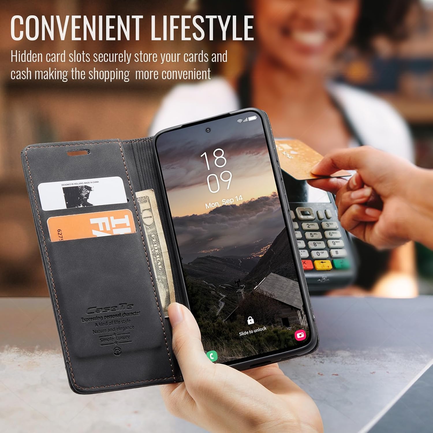 CaseMe for Samsung Galaxy S26+/Plus(6.7) Wallet Case,Soft PU Leather Flip Case Magnetic Stand Flip Protective Cover Leather Case with ID & Credit Card Slots Holder Case (Black, S26+)