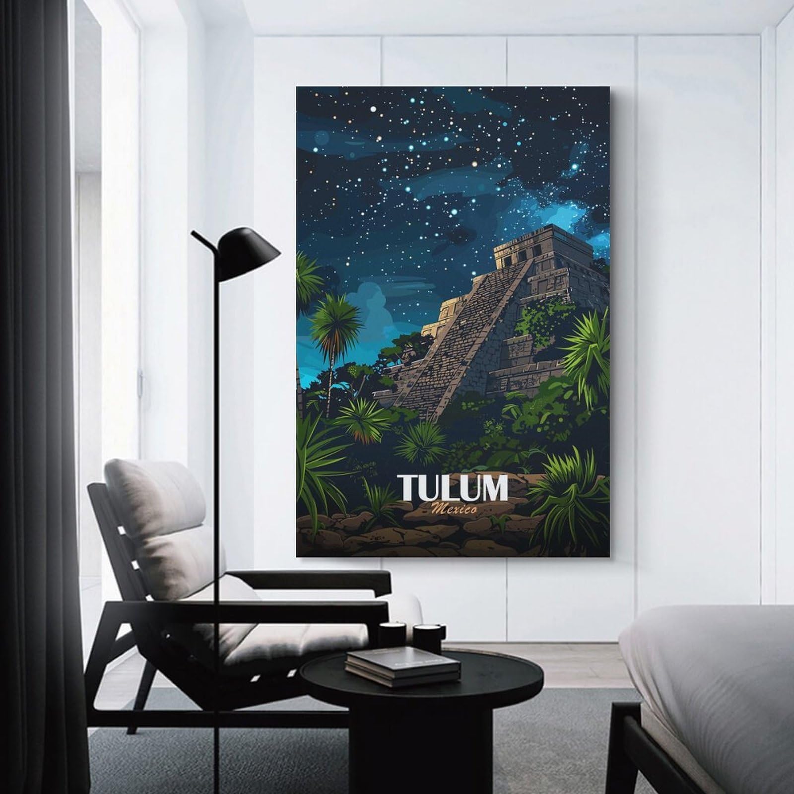 Junmoney Tulum Mexico Night Sky Pyramid Room Decor Wall Art, 16x24inch(40x60cm), for Gallery Wall Decor And Room Displays, Decorative Artwork with Flexible Styling