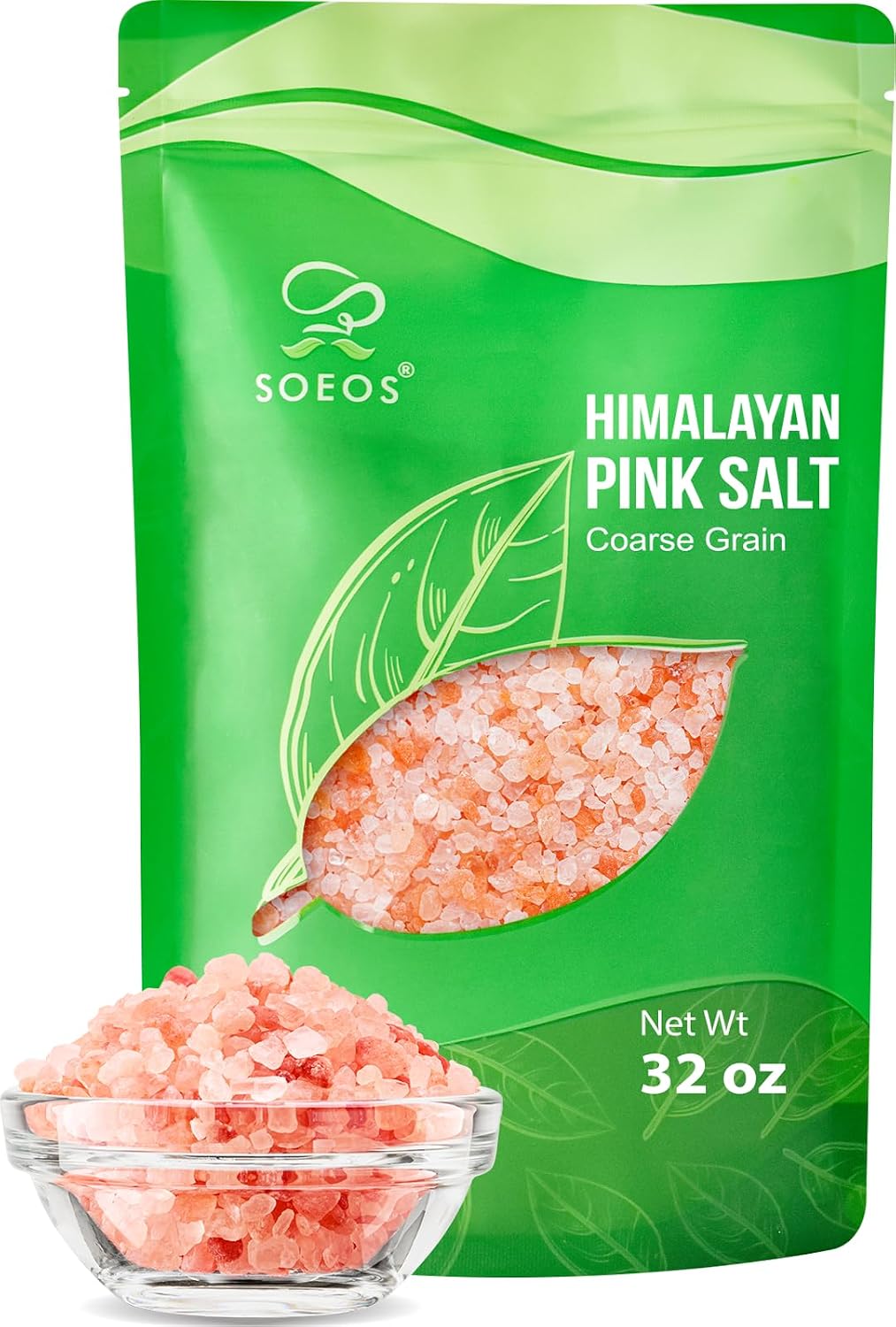 Soeos Himalayan Pink Salt, Coarse Grain Pink Salt for Grinder Refill, 2lb