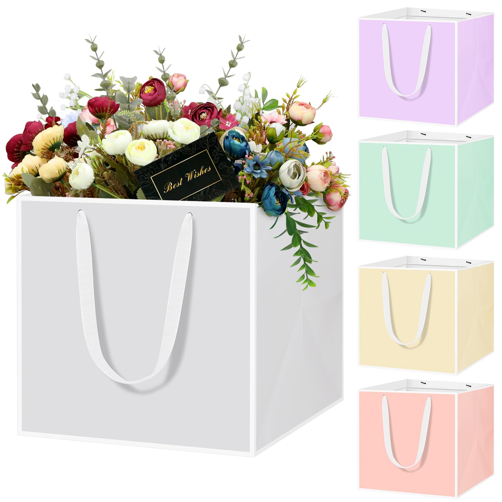 LVNRIDS 5 PCS Large Gift Bags Multicolor, 30x30x30cm Extra Large Square Gift Bag for Presents Cake Bouquets Wedding Flower Bridesmaid Christening Graduation Birthday Party