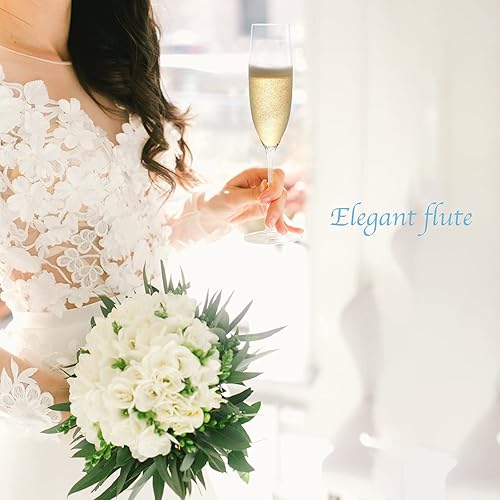 Miniatura 3 de JBHO Juego de 4 copas de champán, elegantes copas, copas de vino blanco y tinto, caja de regalo, copas de champán sopladas a mano, 100% sin plomo,