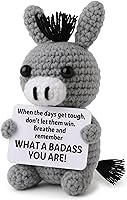 Frabaca Badass Donkey Crochet Figurine - Motivational Stress Relief Gift for Women, Coworkers, Friends | Galentine's Easter Basket Stuffer