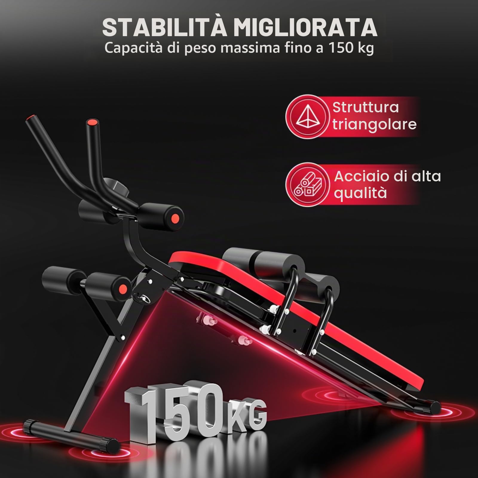 Allenatore addominale per la casa, dispositivo di allenamento multifunzionale, portata 150 kg, per allenamento completo addominale, con contatore