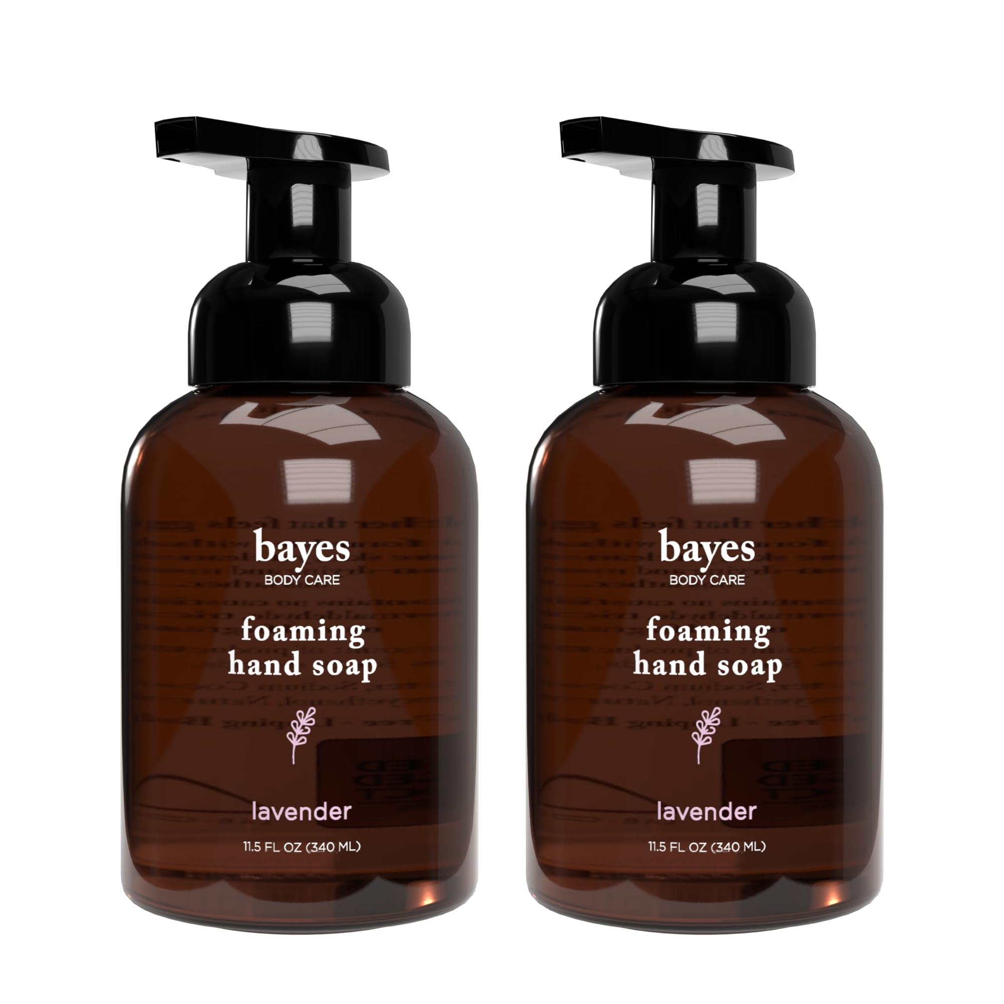 Bayes Foaming Hand Soap - Aromatic and Nourishing Hand Wash, Infused with Essential Oils - USDA Certified Biobased - 11.5 Ounce, Lavender, 2 Pack