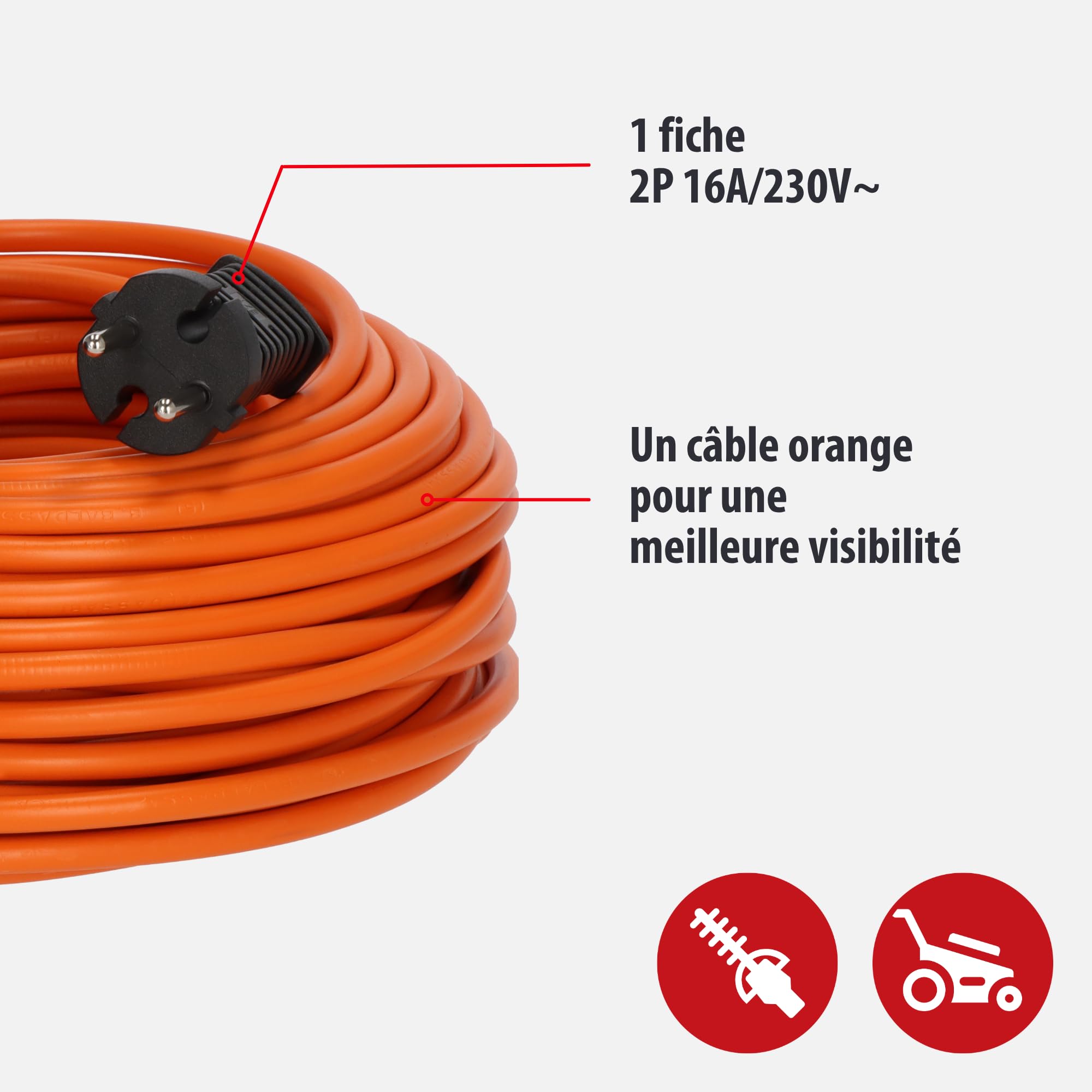 Brennenstuhl Rallonge électrique, sans terre, 16A, 20m H05VV-F 2x1,5 orange
