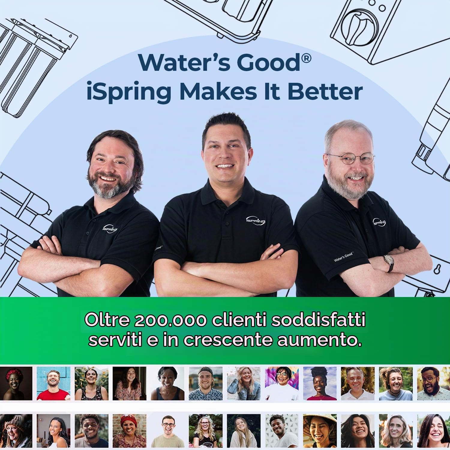 iSpring WGB31B Filtro Acqua per Tutta la Casa, Riduce fino al 99% di Cloro, Sedimenti, Gusto e Odore, 3 Stadi con Filtri a Sedimenti e Carbon Block da 10", Ingresso/Uscita da 1"