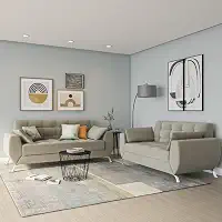 Conjunto de Sofá 2 e 3 Lugares Larissa Suede Bege