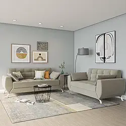 Conjunto de Sofá 2 e 3 Lugares Larissa Suede Bege