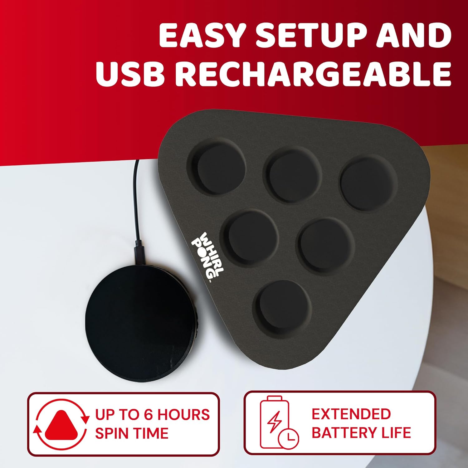 – The Spinning Cup Pong Game | Rechargeable Rotating Party Game Set | Ultimate College Party, Tailgate & Family Game | Cup Pong Reinvented