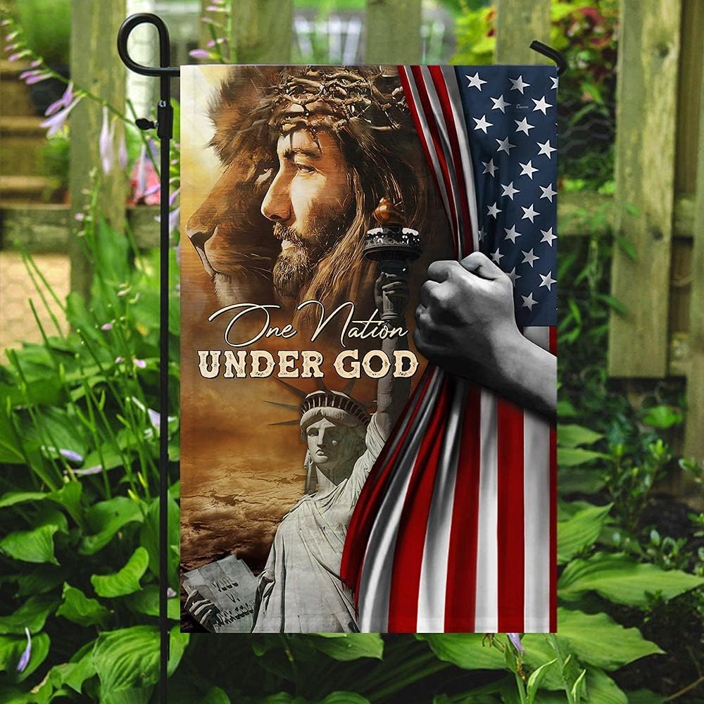FLAGWIX Christian Patriot American Flags - Decorations For Home, Outside, House Flag 30x40 Decoration, Jesus Lion Double Sided Heavy Duty Canvas Indoor Outdoor Flags