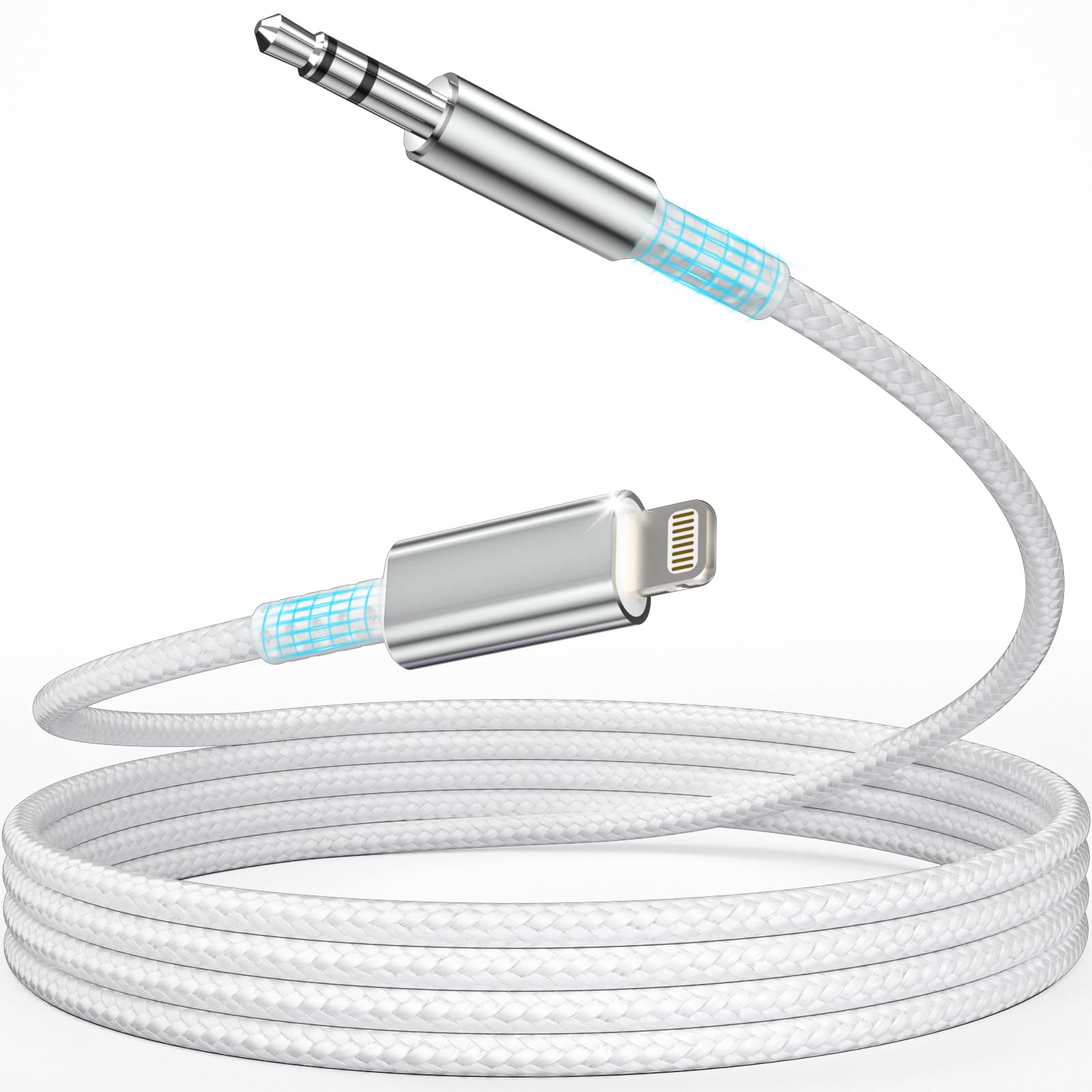 Cable Jack i Phone 1,2M [Certifié MFi] Audio Cable Auxiliaire Voiture i Phone Light-ning Cable Jack 3.5mm Compatible avec iPhone 14/13/12/11/X pour Autoradio/Casque/Enceinte, Argent