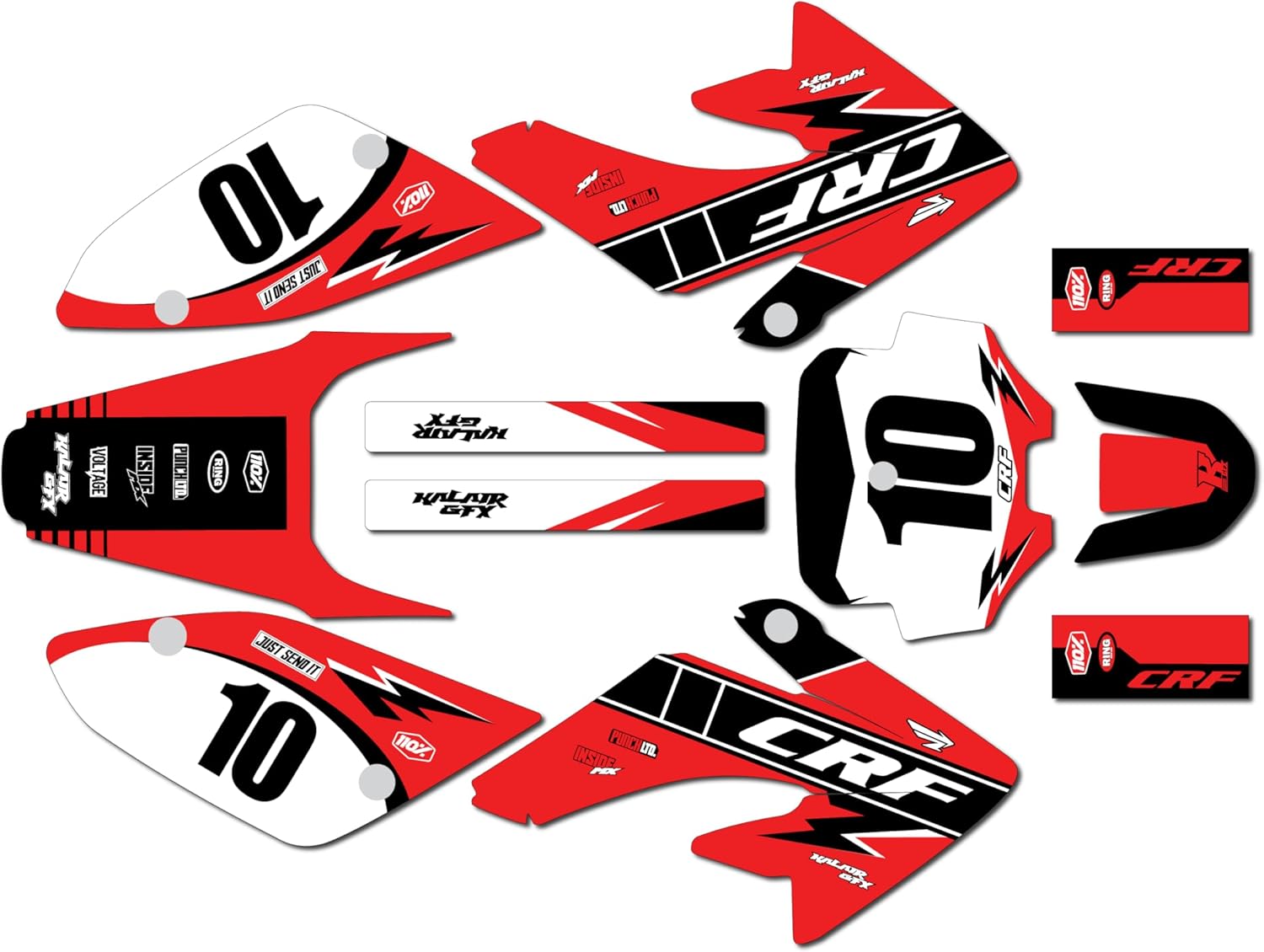 Graphics Kit for Honda CRF80 /CRF100 (2004-2016) Speed Series Red 09 Mil - Dirt Bike Custom Racing Graphics Decals Stickers Kit, no-Plastics