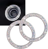 Vista 17 de Anillos brillantes para botón de arranque y parada de automóvil, emblema, diamantes de imitación rojos, accesorios de decoración para mujeres