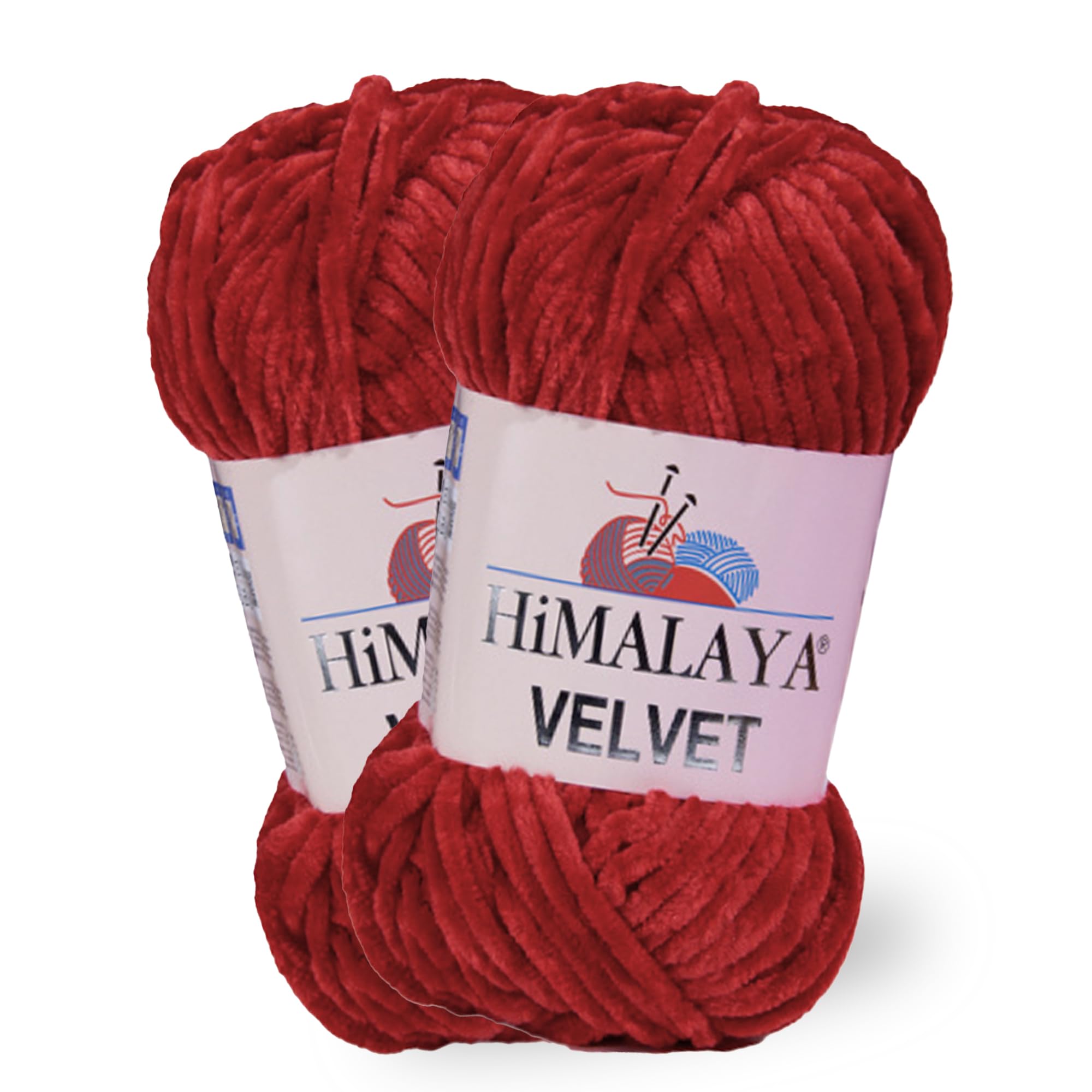 Himalaya Velvet, 100% Polyester, for Knitting Crochet, Chenille Knitting Yarn, Fluffy Yarn, Clothing, Baby Blankets, Each Skeins/Balls 100 g, 131 Yards 2 Skeins/Balls (90052)
