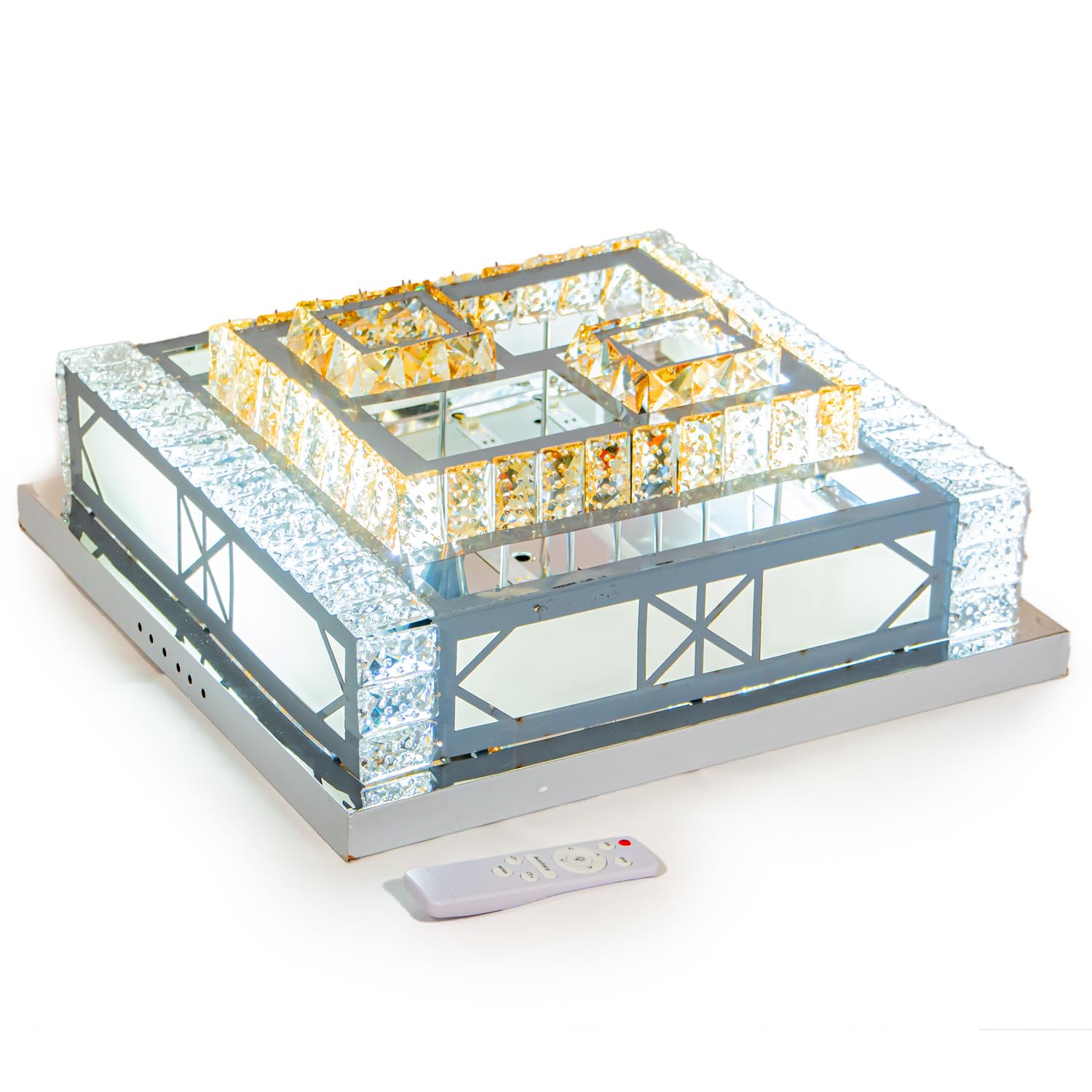 Plafón de Techo 120W CCT, luz regulable, diseño cuadrado, para iluminación de interiores en hogares y oficinas.
