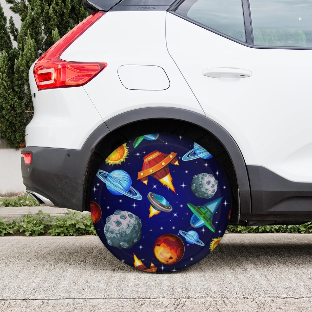 Cartoon Planets Tire Covers Portable Spare Tire Cover Soft Durable Waterproof Dustproof Set of 4 Bags 15 Inches for Car Truck SUV Trailer Camper