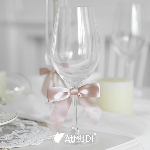 Vista 219 de AIMUDI Lazos giratorios para bolsas de golosinas de 3.5 pulgadas, lazos de satén azul turquesa para manualidades, lazos prefabricados con lazos Azul