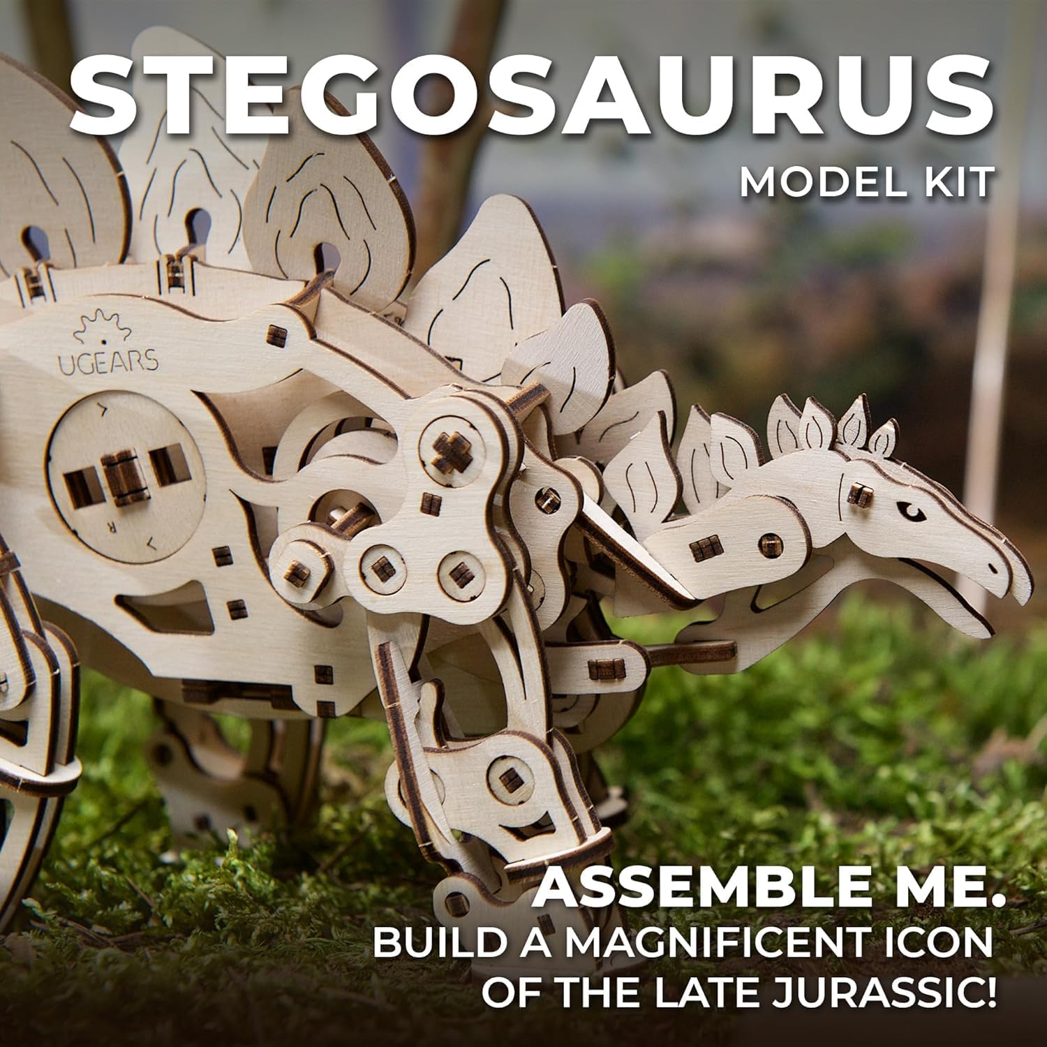 UGEARS Stegosaurus 3D Puzzle, Stegosaurus Models Dinosaur Building Kit, Mechanical Dinosaur Puzzle Model Kit for Assembly, DIY Kits for Adults Dinosaur Gifts, 305 Pcs