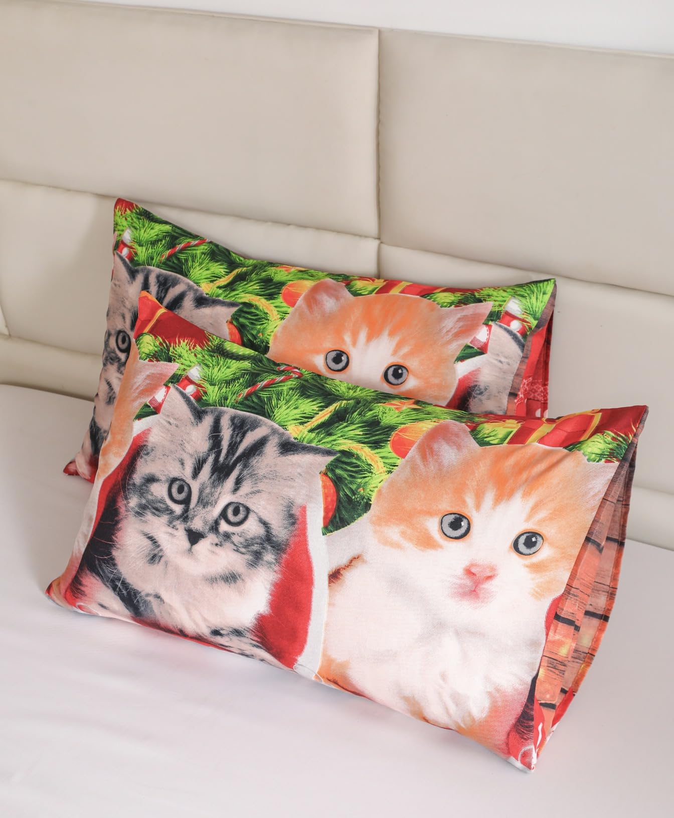 Christmas Royal Santa Claus Merry Xmas Kitty Duvet Quilt Cover & Pillowcase Bedding Set Multi-Colour Snowman Presents Set Ultra Soft Easy Care - Image 4