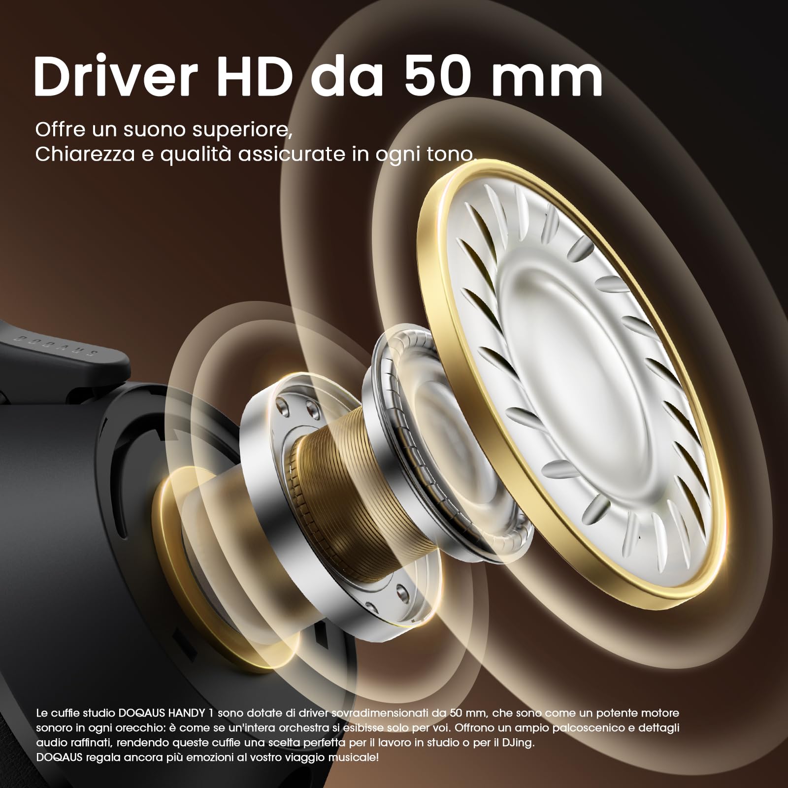 DOQAUS Cuffie Over Ear, Cuffie con Filo per DJ, Studio e Monitoraggio Audio, Suono HiFi Bilanciato, Comfort Prolungato, Compatibili con PC, Mixer e Strumenti – Professionali Cuffie DJ con Cavo, Nero