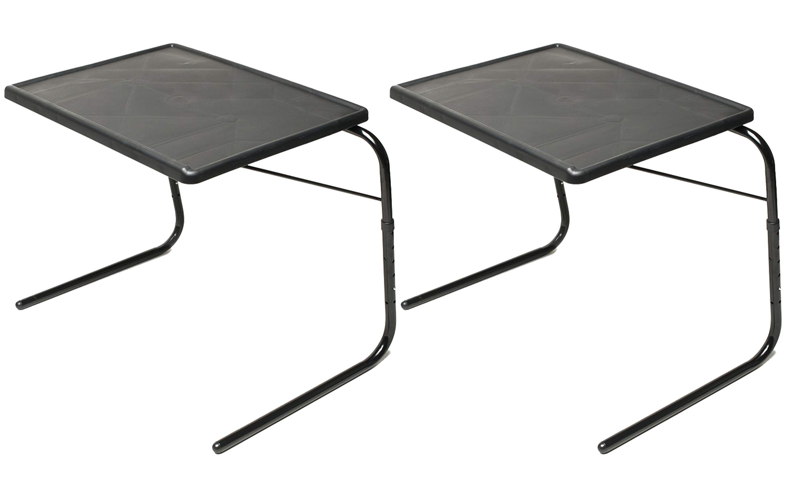 Table-MateXL TV Tray Extra Large Folding Table Adjustable to 6 Heights and 3 Angles for Eating, Laptop and Multipurpose Use (Black, 2 Pack)