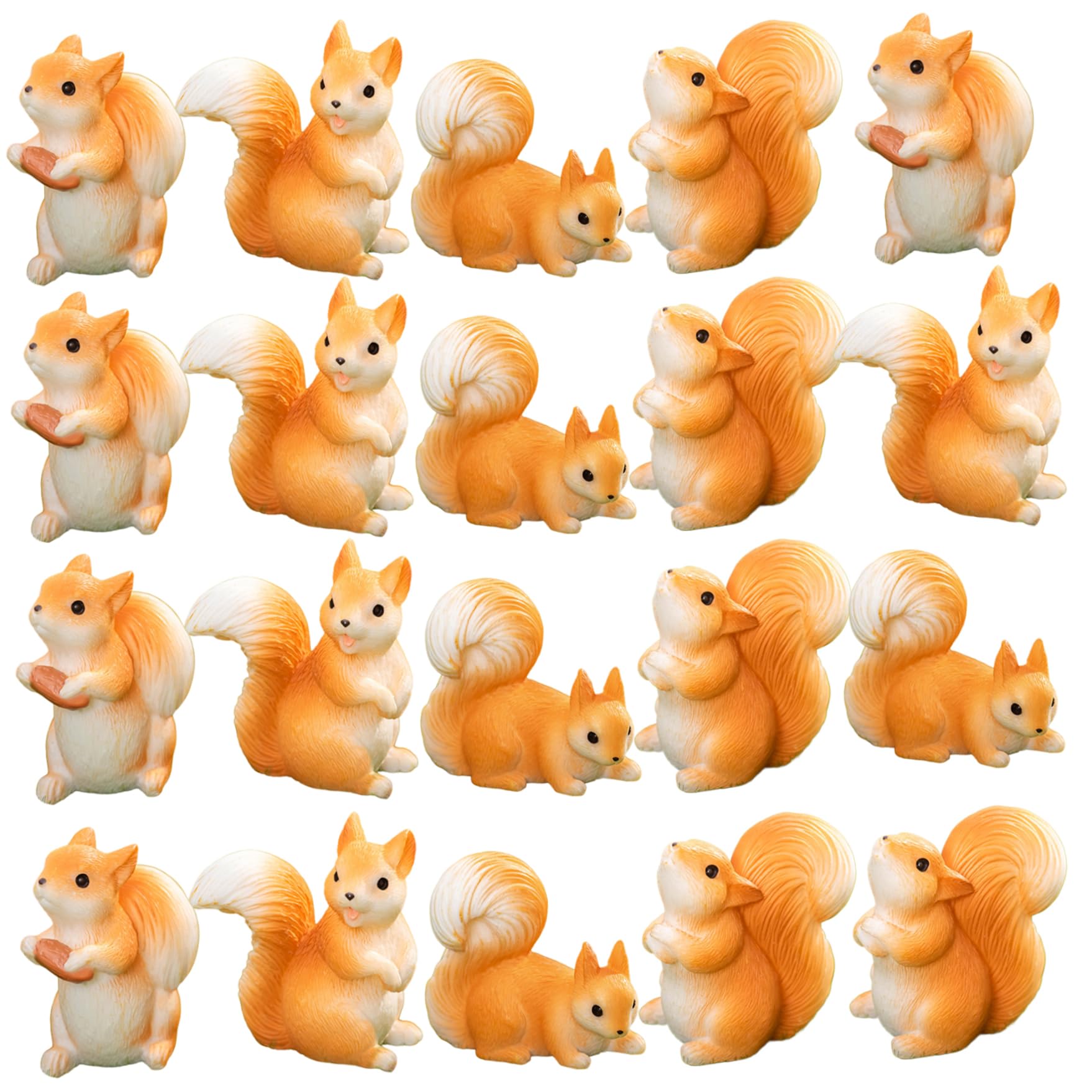 Awnsimfreien 20Pcs Squirrel Decor, Squirrel Figurine, Weather-Resistant Mini Resin Animals, Realistic Statue For Planter Moss Landscape Terrarium Fairy Garden, Mini Resin Animals
