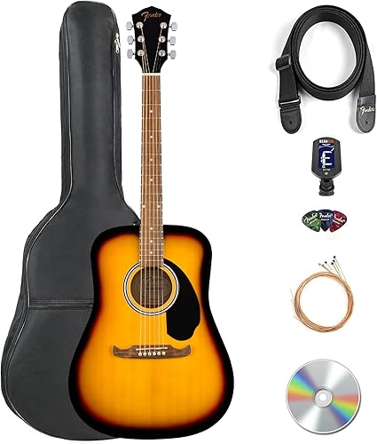 Miniatura 13 de Fender Dreadnought - Guitarra acústica - Paquete negro con estuche, afinador, correa, cuerdas, devanador de cuerdas, púas y DVD instructivo