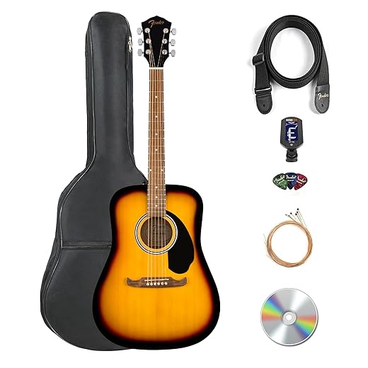 Fender FA-125 Dreadnought Acoustic Guitar - Sunburst Bundle with Gig Bag, Tuner, Strings, Strap, Picks, and Austin Bazaar Instructional DVD