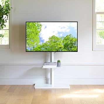 Yamazen YAMAZEN Wall Mounted TV Stand with Shelf, Compatible with 3255 inch Screens, Adjustable Angle, TV Stand, Dimensions 65 43 98.5-112 cm, Assembly Required, White LTS-T55WH*