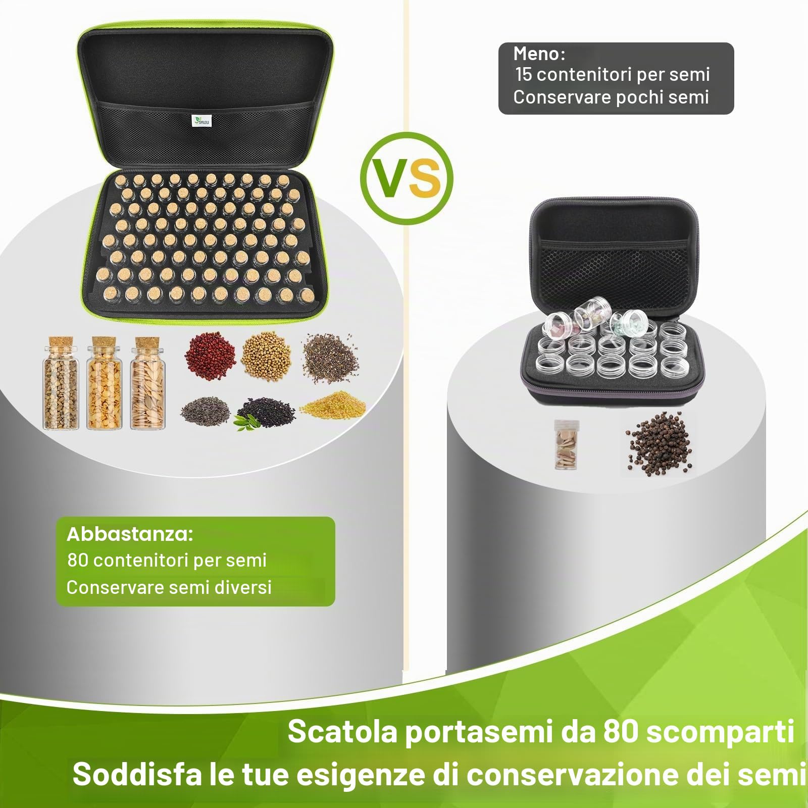 【80 slots】 Contenitore per semi, conservazione dei semi, conservazione dei semi con etichette adesivi e imbuti, organizzatore di semi, conservazione dei semi di verdure, semi di fiori (semi non