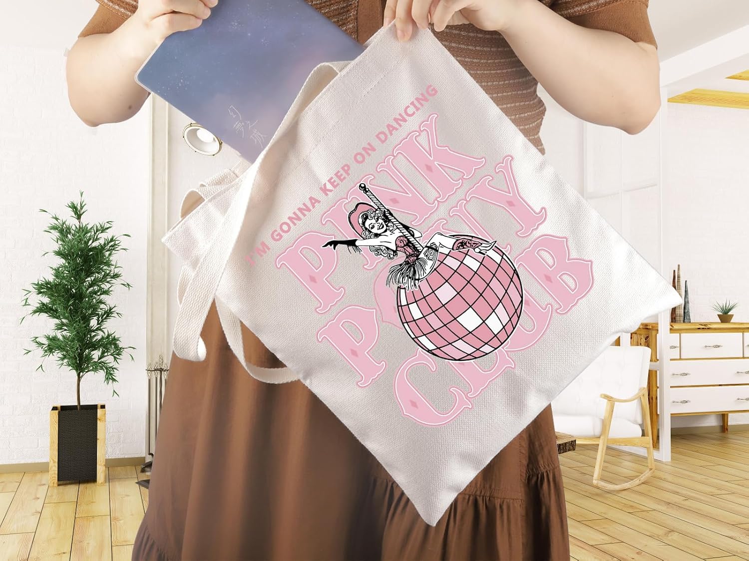 WCGXKO Singer Pink Tote Bag Pride Music Fan Gift Song Lyrics Concert Merch