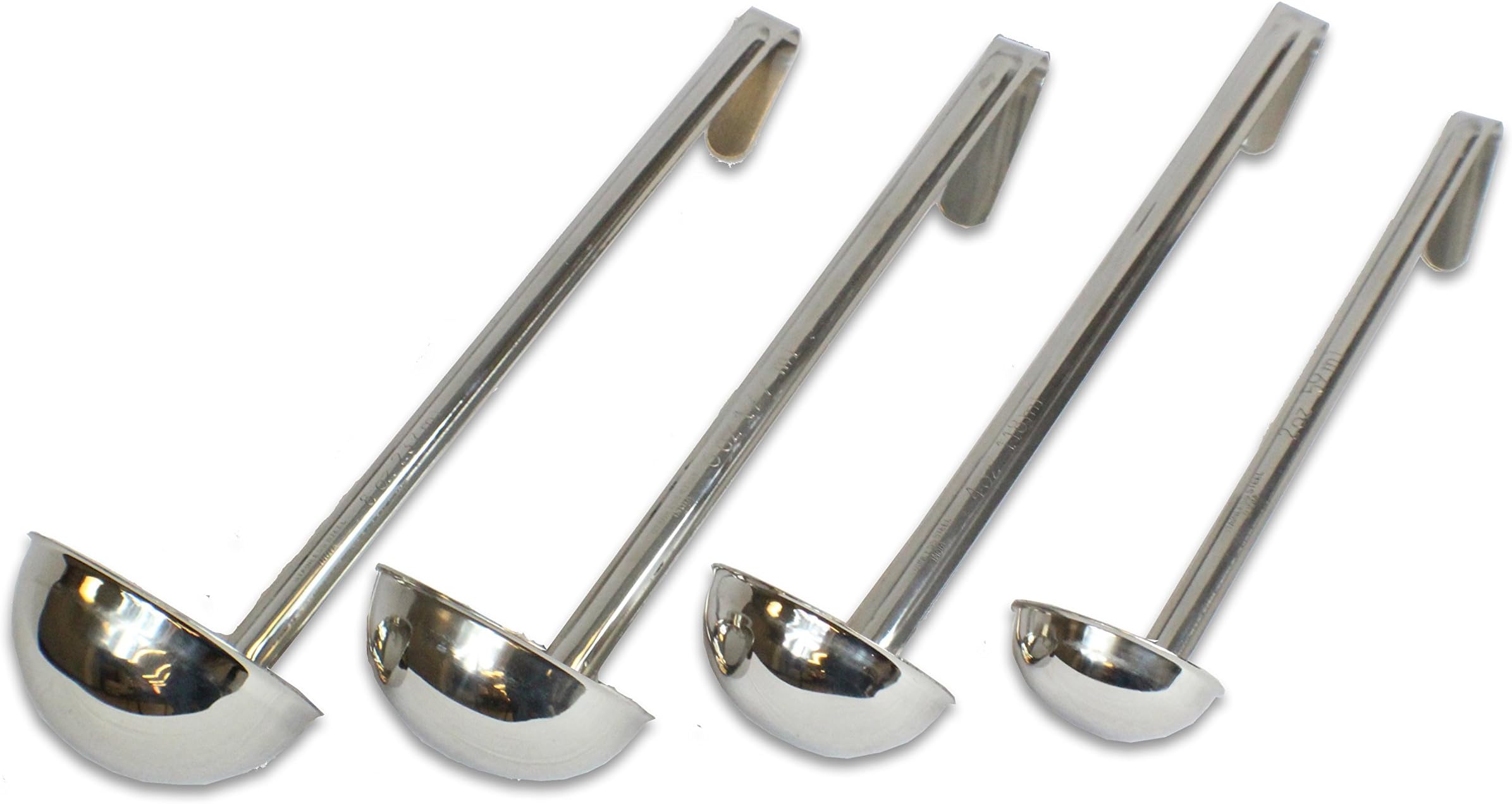 CucinaPrime Set of 4 Stainless Steel Soup Ladle 2 Ounce, 4 Ounce, 6 Ounce, 8 Ounce