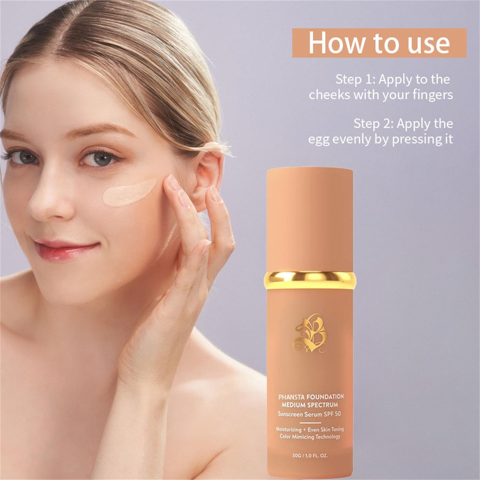 Infinite Love Maquillaje | Base De Maquillaje Que Cambia De Color | 4 En 1 Base De Maquillaje Antiedad Con Spf 50 – Base Que Se Adapta A Tu Tono De Piel - 30g (1, tono de piel) — view 2
