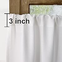 Vista 2 de Paquete de 2 cenefas de lino sintético para ventanas, cocina, sala de estar, cenefas con bolsillo para barra, decoración rústica de campo, baño