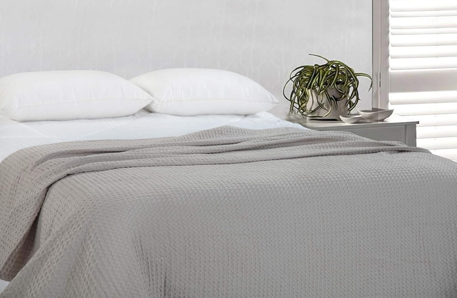 HILLFAIR 100% Combed Cotton Blanket–102x108 Inch California King Size Bed Blankets– Warm Soft All Season Breathable Blankets– Extra Large Oversized California King Blanket- Beige King Cotton Blankets : Home & Kitchen