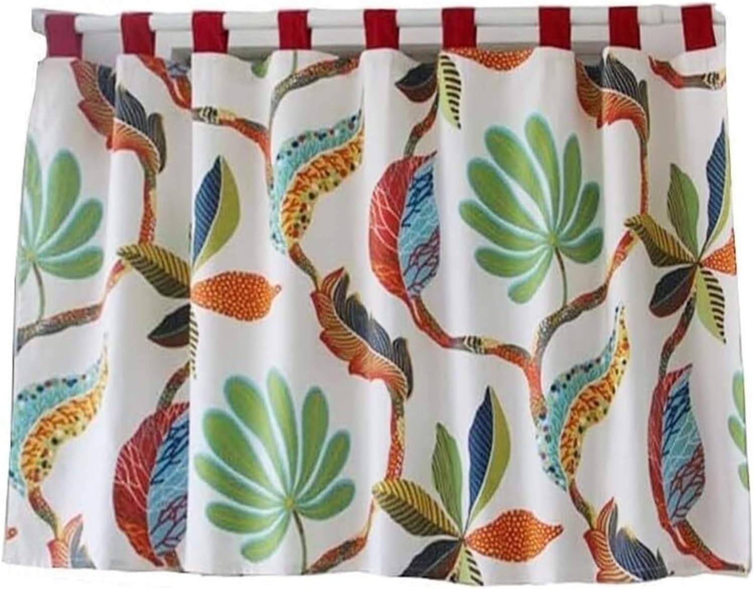 Window Curtain,Valance Curtains Sheer Valance Curtain,Window curtains,Short Curtain for s Room, Coloured Leaves Pattern Printed Window Valance Cotton Canvas Semi-sheer Cafe Kitchen Valances Half Curta