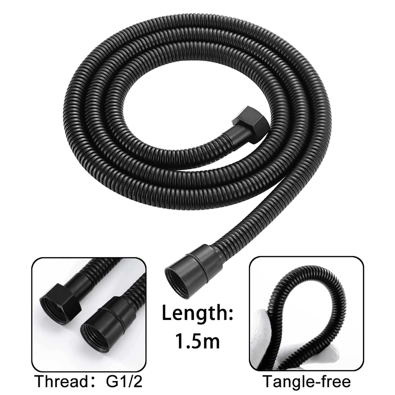Rociador de Ducha de Mano Cromado para Ducha Rociadores de Ducha de Mano de Alta Presión Rociador de Ducha de Mano Universal de Alto Flujo con Soporte de Ducha de Manguera de 1,5 M