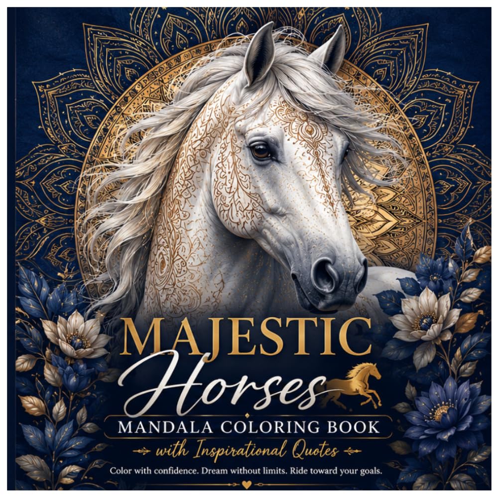 Majestic Horses Mandala Coloring Book: Beautiful Horses, Inspiring Quotes & Relaxing Mandala Designs