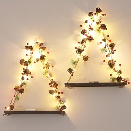 Floating Shelves for Wall, Hanging Shelves with Christmas Pinecone &