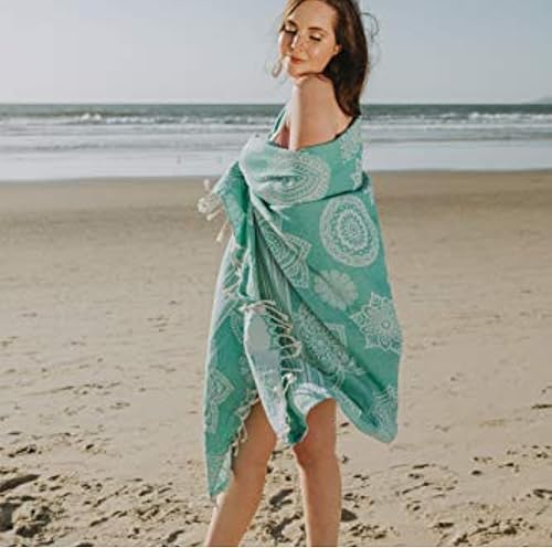 Miniatura 4 de InfuseZen Peshtemal 100% algodón, toalla turca reversible para el baño, playa o piscina, toalla fina para viajes, gimnasio, yoga, spa, 68 x 37