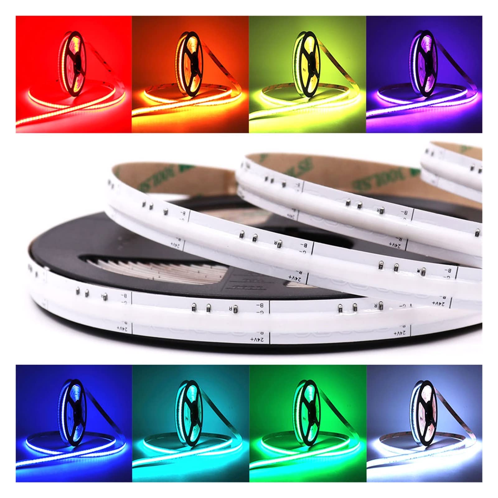 12 V 24 V RGBW RGB CCT COB taśma świetlna LED taśma 2700-6500K kolorowa elastyczna liniowa taśma świetlna LED taśma dekoracyjna taśma świetlna 1-5 m (576 diod RGB , 5M_DC 12V)